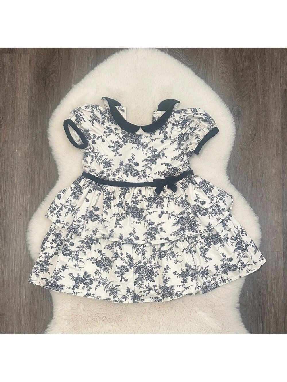 Janie and Jack Floral Black and White Kids Dress size 4